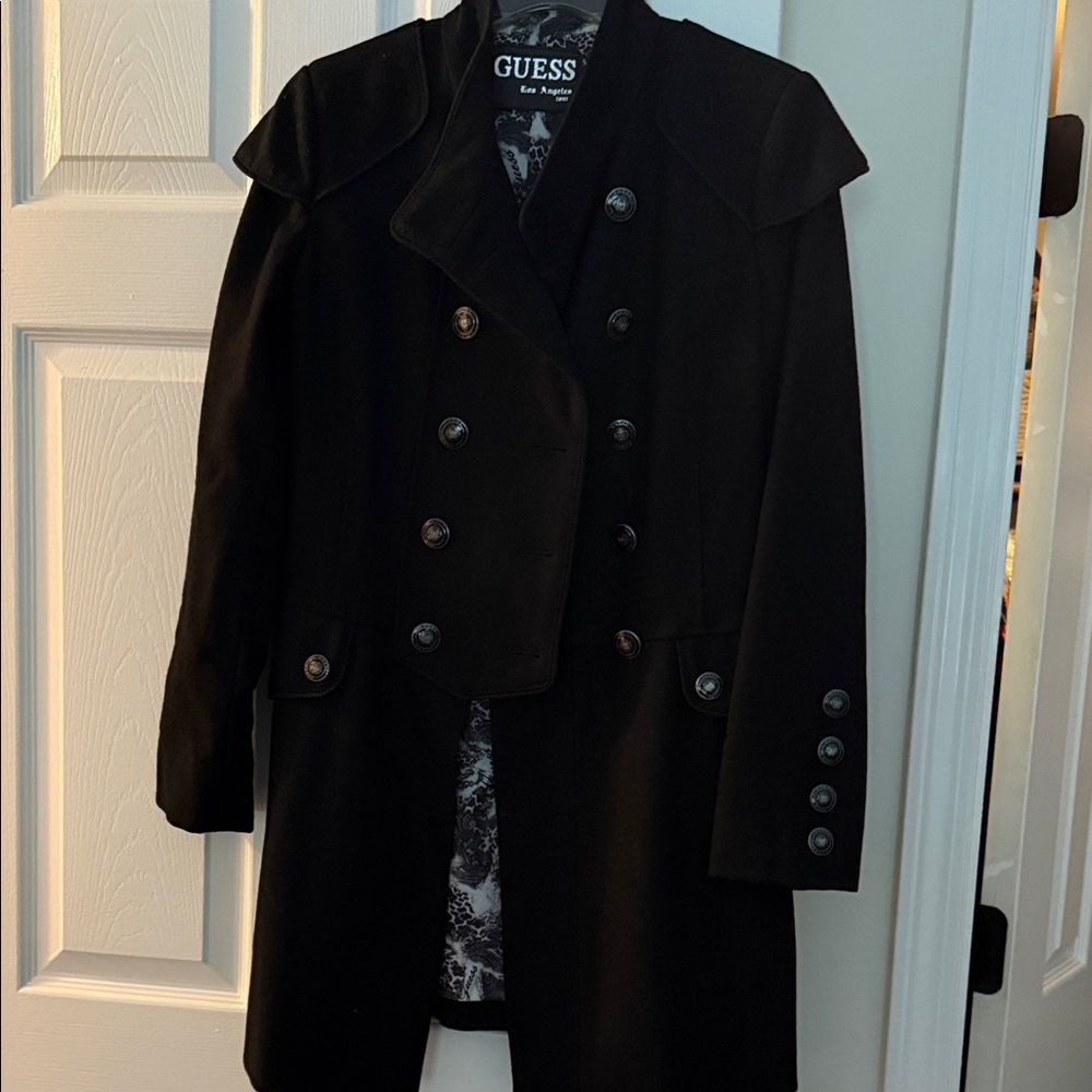 Guess Elegant Black Double-Breasted Jacket